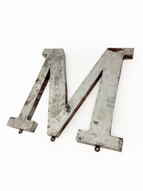 Wall Mounted Letter 'M' Antique Finish 400mm 16" High