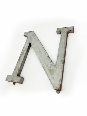 Wall Mounted Letter 'N' Antique Finish 400mm 16" High
