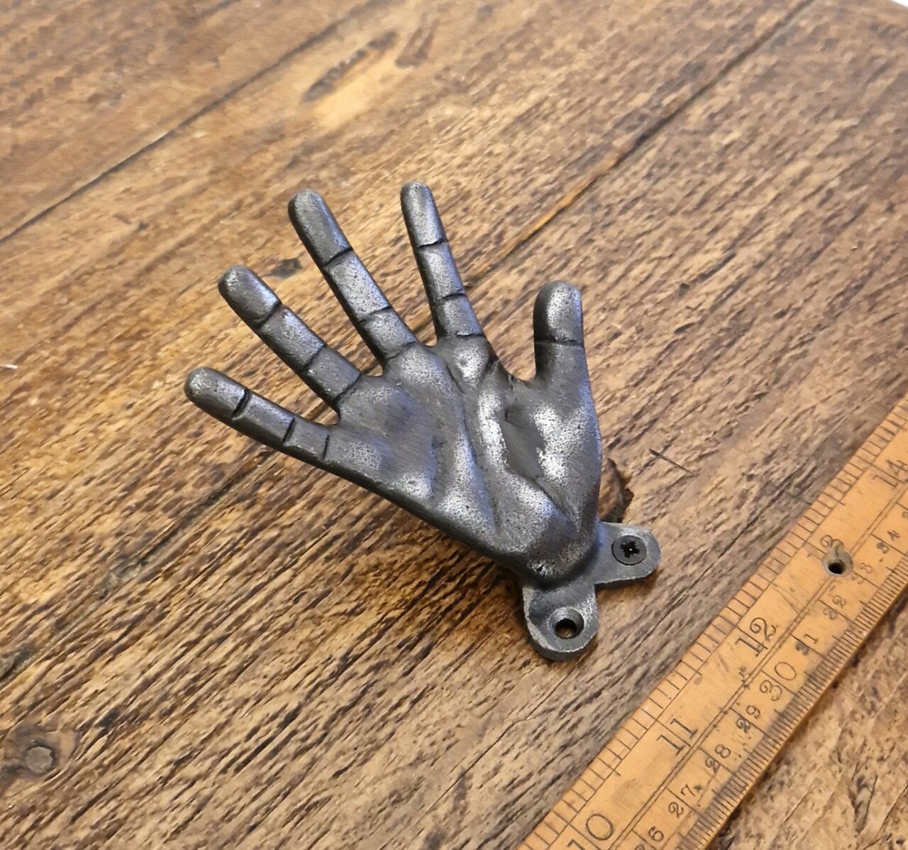 Coat Hook HAND PALM Cast Antique Iron 105mm - Image 2