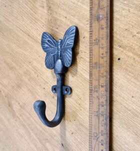 Coat Hook Single Butterfly Cast Antique Iron 120 x 55mm