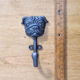 Coat Hook Singe BULLDOG FACE Cast Ant Iron 65 x 120mm