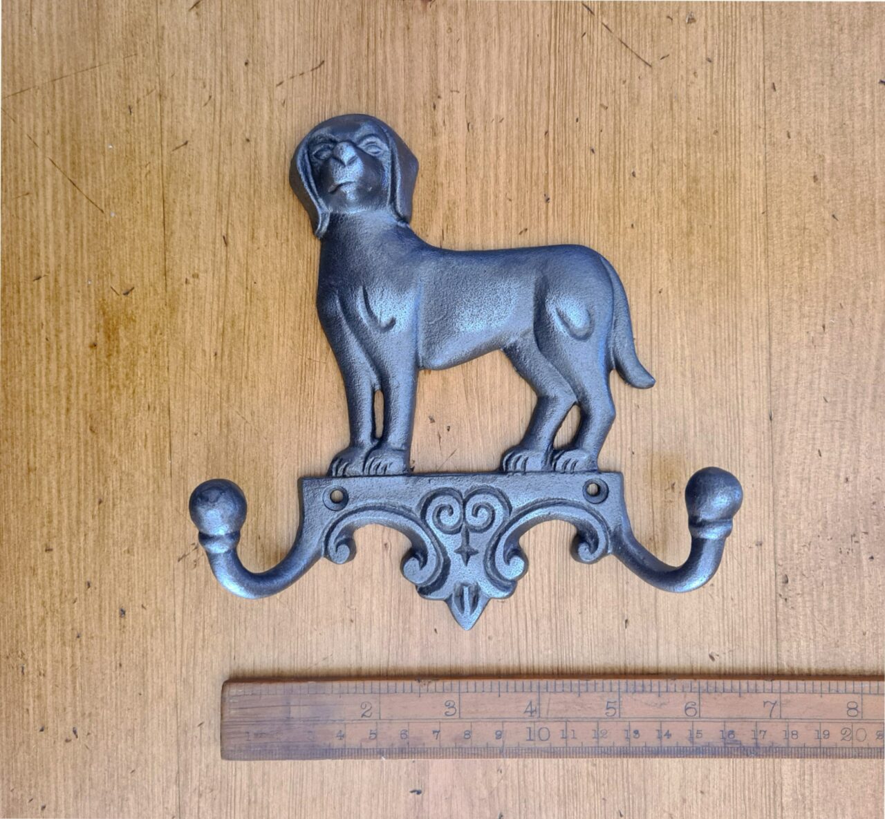 Coat Hook Double ST BERNARD DOG Cast Antique Iron 160 x 170mm