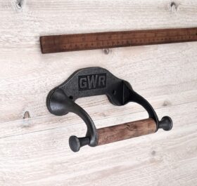 Toilet Roll Holder GWR Long Arm Cast Antique Iron 150mm
