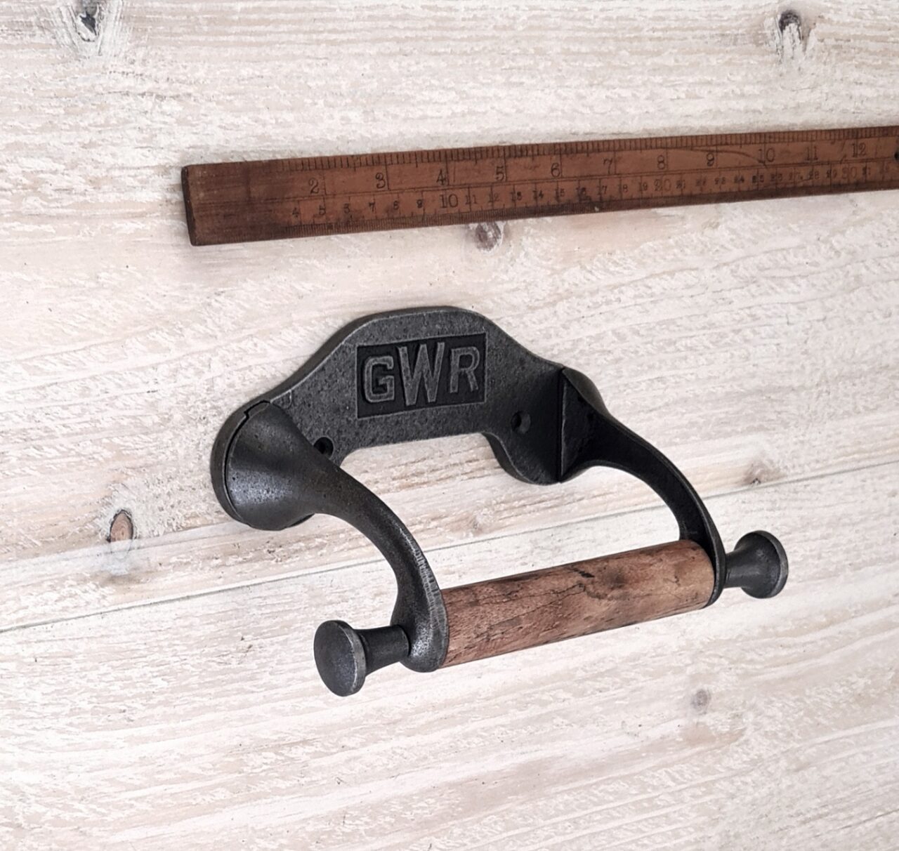 Toilet Roll Holder GWR Long Arm Cast Antique Iron 150mm