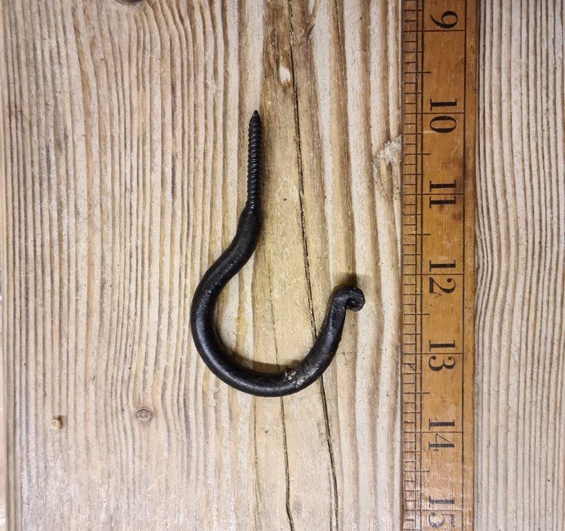Ceiling Hook Screw In Black Wax 25mm screw O/A 90mm