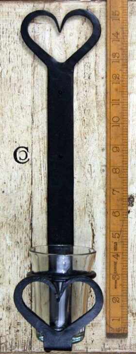 Candle Holder Glass Wall Mounted H/Frged B/Wax 15" 380mm