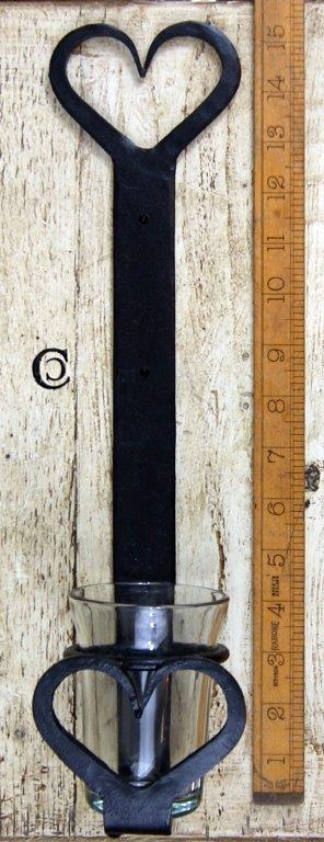 Candle Holder Glass Wall Mounted H/Frged B/Wax 15" 380mm