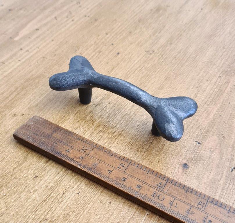 Drawer Handle BONE Shape Cast Antique Iron Rear Fix 100mm