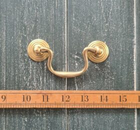 Swan Neck Drop Handle Solid Brass Natural 75mm / 3"