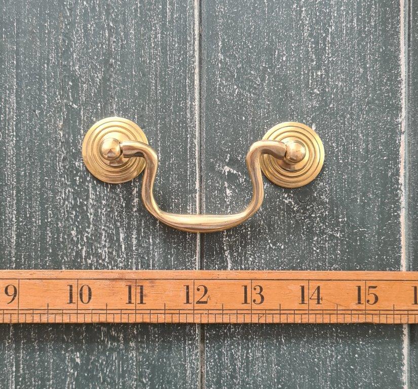 Swan Neck Drop Handle Solid Brass Natural 75mm / 3"
