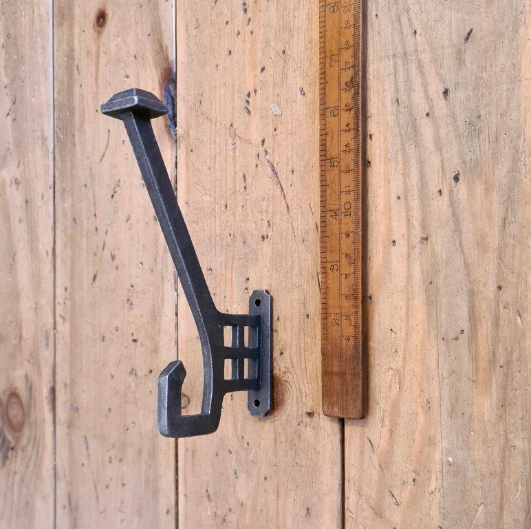 Hat & Coat Hook Flat Top TUDOR Deco Cast Antique Iron 175mm
