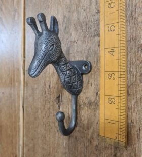 Coat Hook Single GIRAFFE Cast Antique Iron 140mm