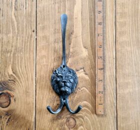 Coat Hook Triple LION FACE Cast Antique Iron 210mm