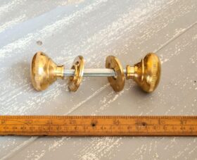 Rim Door Knob Set Milled Knurled Lines Cast Solid Brass 48mm dia