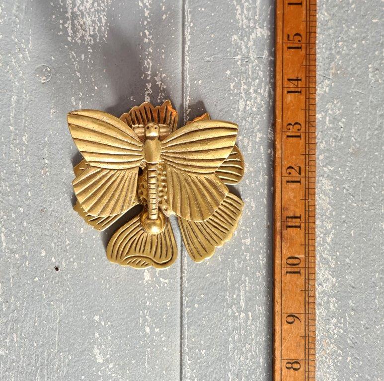 Door Knocker BUTTERFLY Solid Brass 100mm (Front Screw Fixing)