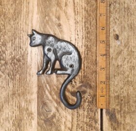 Coat Hook Single CAT Curly Tail Cast Antique Iron 150mm