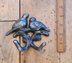 Coat Hook Double TWO BIRDS Cast Antique Iron 120mm
