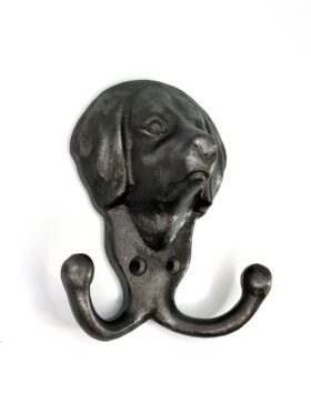 Coat Hook Double DOG FACE Cast Antique Iron 100mm x 115mm High