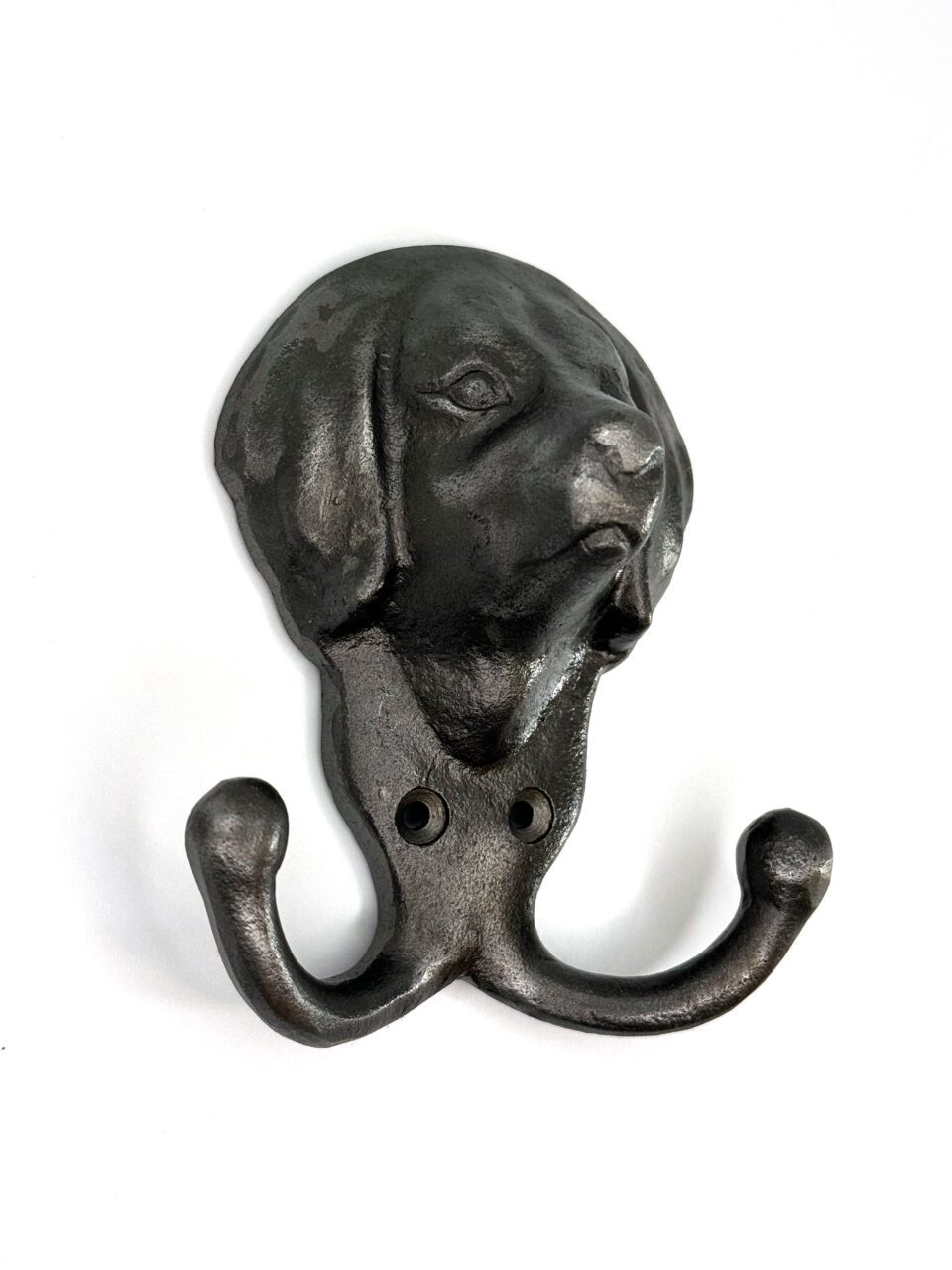 Coat Hook Double DOG FACE Cast Antique Iron 100mm x 115mm High