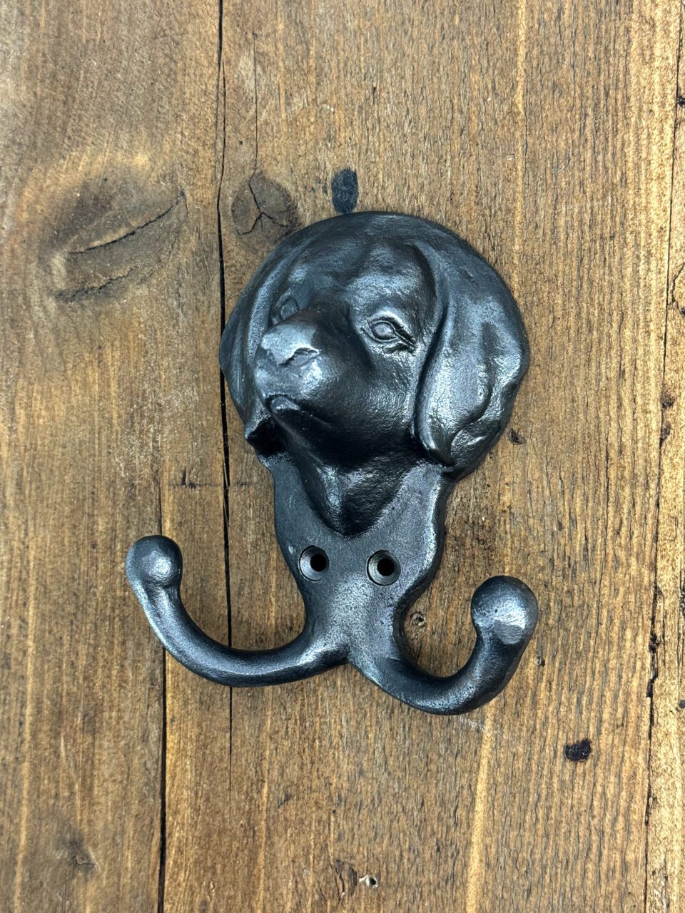 Coat Hook Double DOG FACE Cast Antique Iron 100mm x 115mm High - Image 3