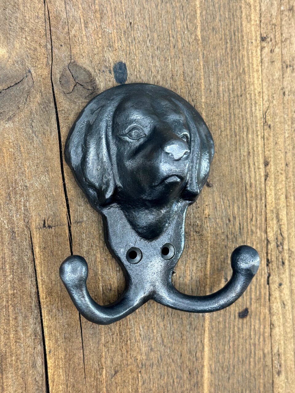 Coat Hook Double DOG FACE Cast Antique Iron 100mm x 115mm High - Image 4