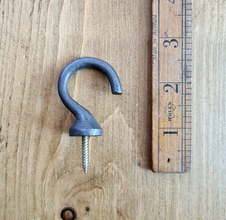 Cup Hook Traditional Small Shouldered Cast Antique Iron 42mm