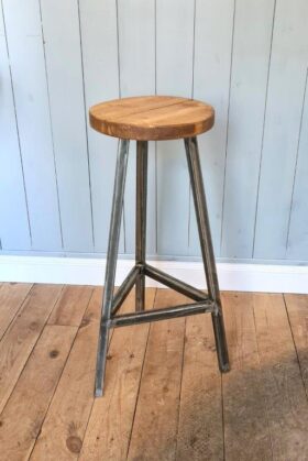 Stool Triangular Design Antique Steel 710mm High 250mm Dia