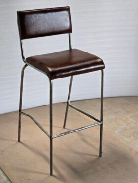 High Chair Academy Tubular Mid Brown Leather Seat & Back 800mm