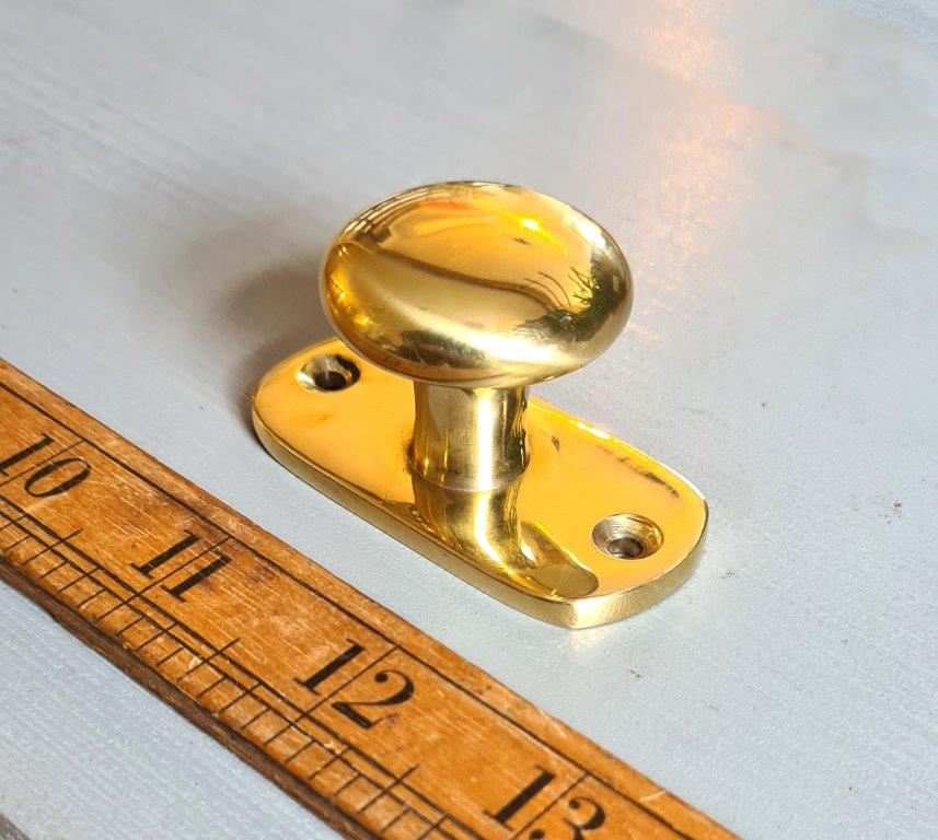 Knob Plain Shaker Front Fix with Integral Back Plate Solid Brass 35mm Dia