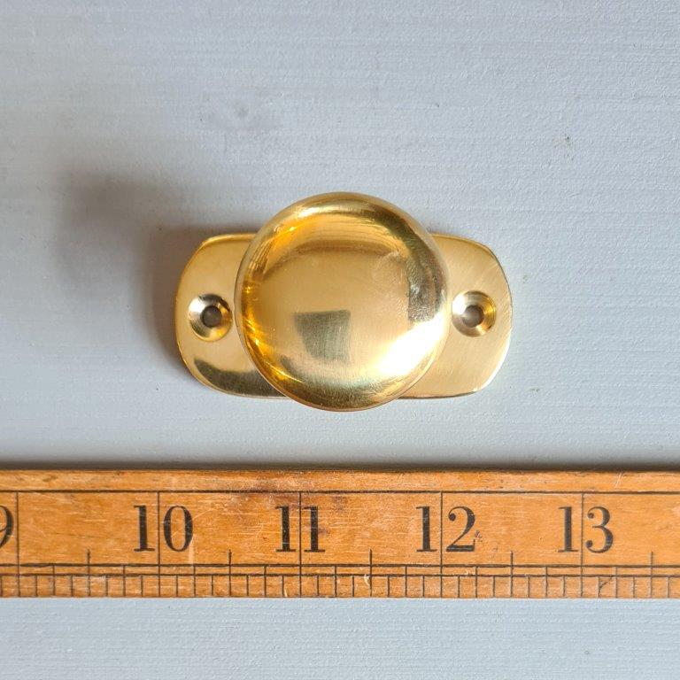 Knob Plain Shaker Front Fix with Integral Back Plate Solid Brass 35mm Dia - Image 3