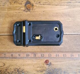 Rim Latch With Slide Bolt Medium Cast Iron Satin Black 150mm / 6"