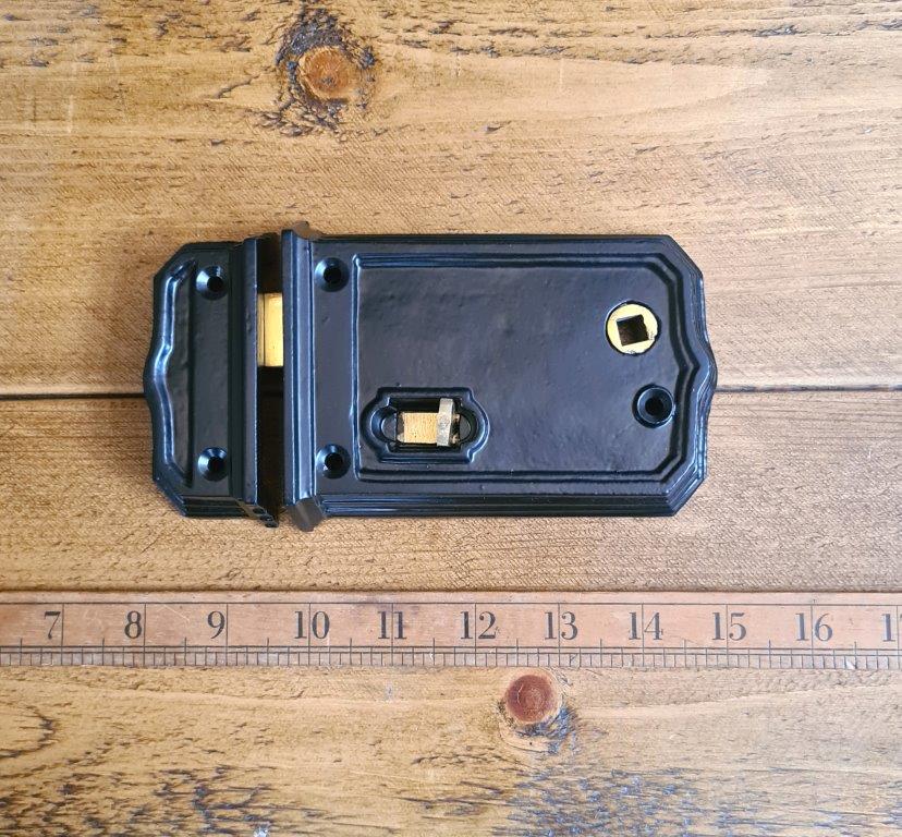 Rim Latch With Slide Bolt Medium Cast Iron Satin Black 150mm / 6"