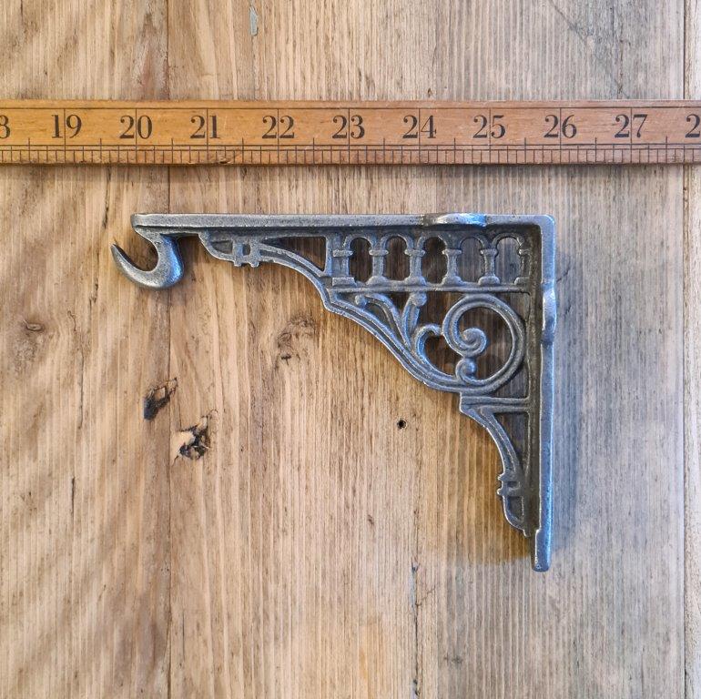 Shelf Bracket ROMAN with Hook Dec Cast Antique Iron 130mm x 150mm