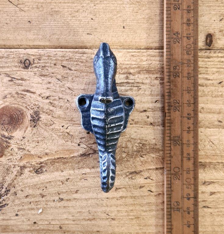 Coat Hook Single SEAHORSE Cast Antique Iron 105mm - Image 2