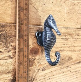 Coat Hook Single SEAHORSE Cast Antique Iron 105mm