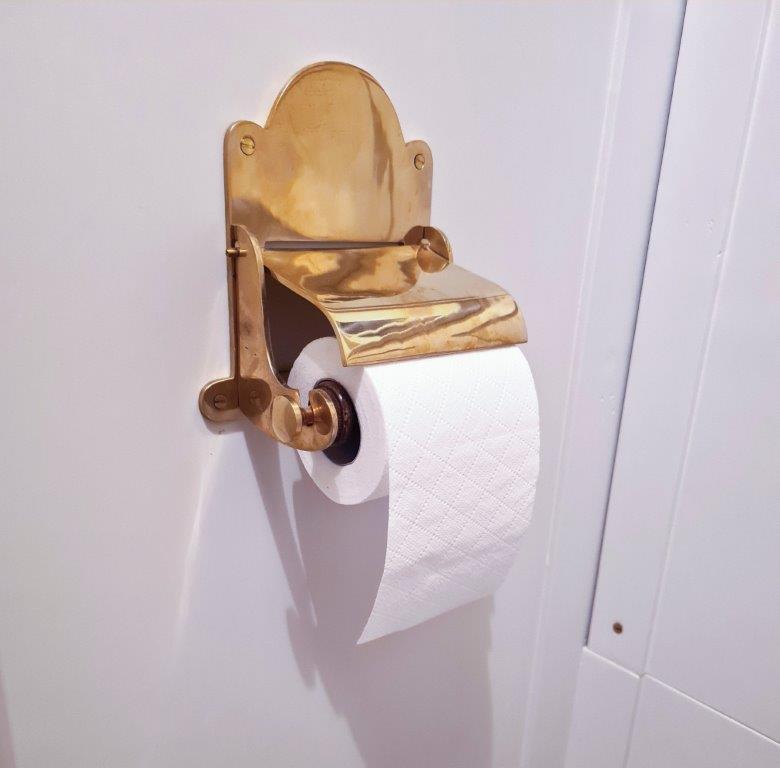 Toilet Roll Holder with Lid PLAIN Solid Brass 150mm