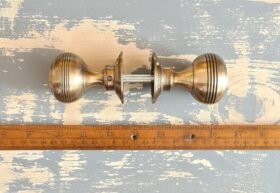 Door Knob Partial Circular Rings Lacquered Antique Brass 50mm