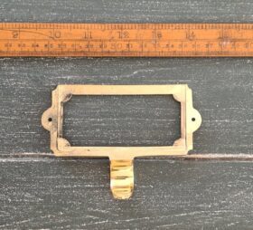 Library Label Card Frame Large c/w Finger Pull Lugs Solid Brass 125 x 85mm