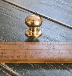 Button Knob Cupboard Spice Drawer Solid Brass Polished 18mm Dia - T & B