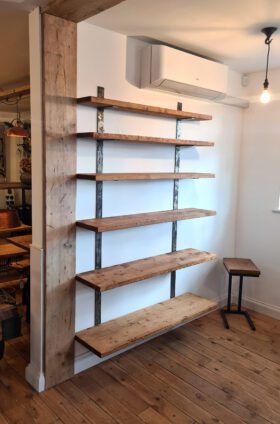 Wall Fixing Shelving Tapered Graded Shelves Antique Iron 1700mmH x 300 to 160mm