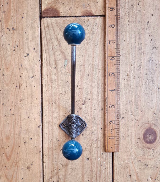 Hat & Coat Hook Large Rosette Double Dark Green (Racing Green) Ceramic 215mm - Image 2