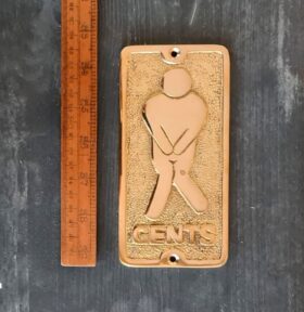 Plaque Toilet Door GENTS Symbol Polished Brass 75mm x 150mm
