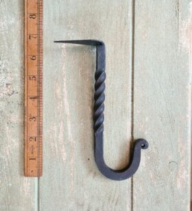 Nail In Single Hook Plant Hanger Door Mounted Twisted Hand Forged Black Iron 170mm