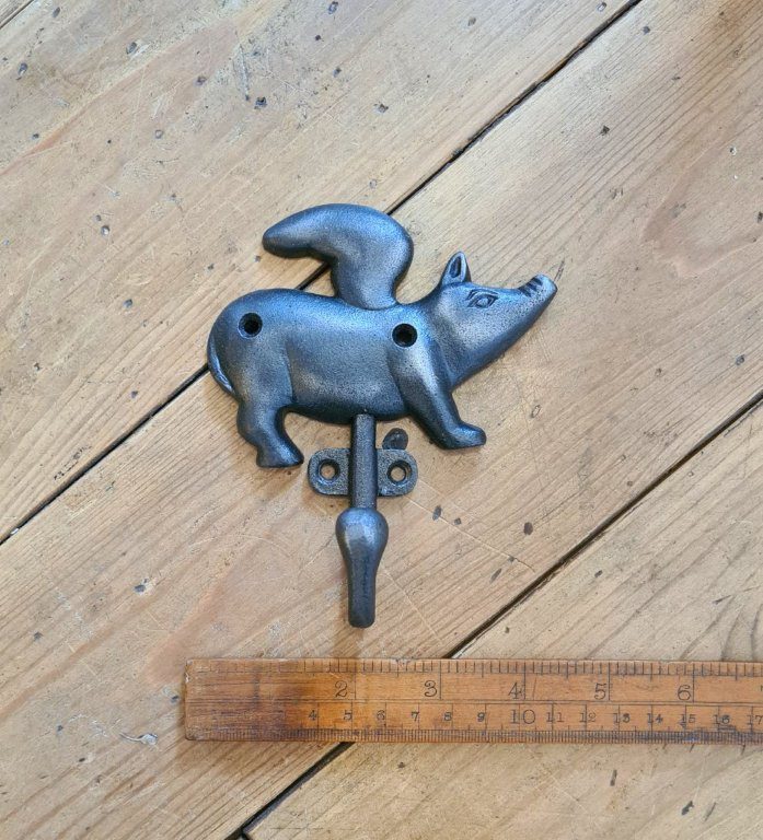 Coat Hook FLYING PIG Cast Antique Iron 125 x 105mm