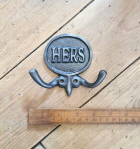 Plaque Robe Hook Double HERS Cast Antique Iron 110 x 95mm