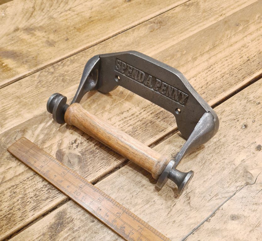Toilet Roll Holder SPEND A PENNY Drop In PECKHAM Antique Iron 150mm - Image 2