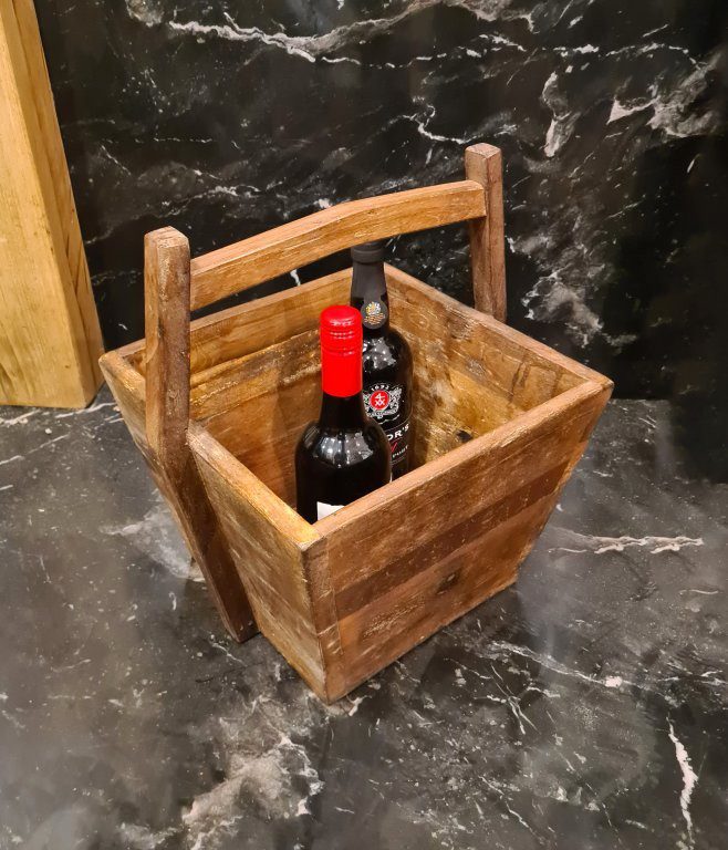 Wooden Trug Milk Pail Reclaimed Teak 390mm High x 310mm Square - Image 2