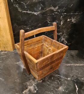 Wooden Trug Milk Pail Reclaimed Teak 390mm High x 310mm Square