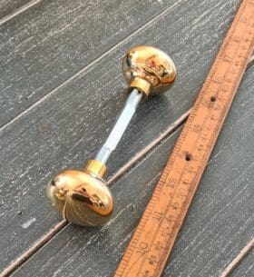 Cottage Rim Door Knob Set Hollow Spun Brass with Rose 40mm dia