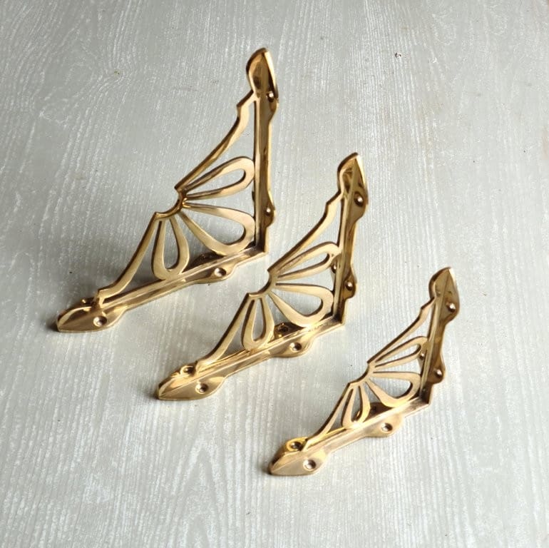Shelf Bracket DAISY Design Solid Brass 175 x 175mm - Image 2